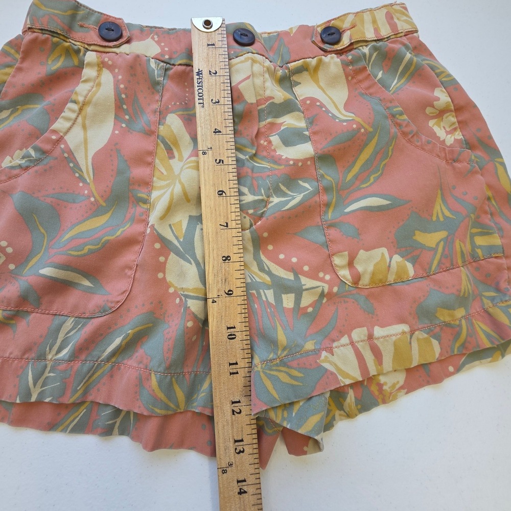 Cynthia Rowley Tropical Floral Lyocell High Waisted Shorts Coral Size 6 Beach - Picture 9 of 9